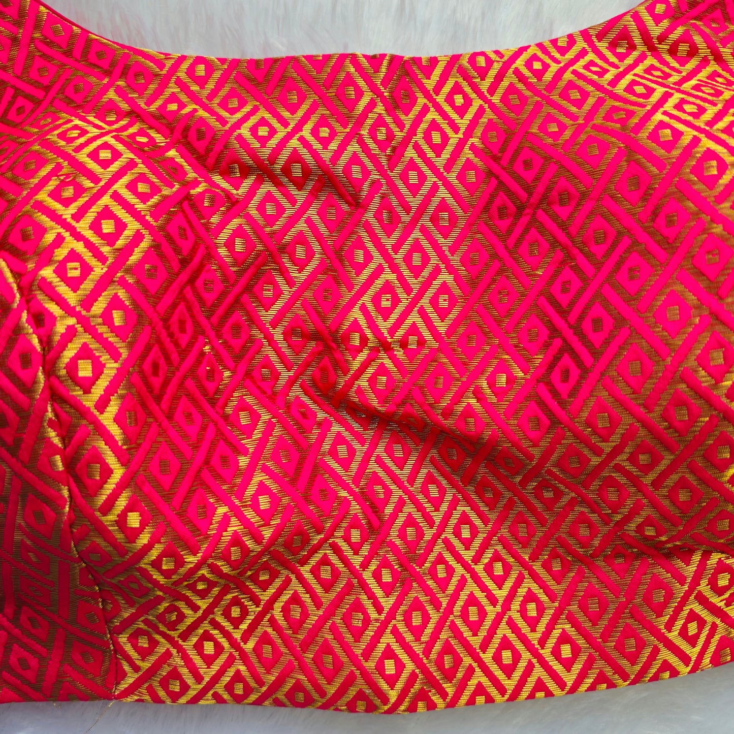 Hot Pink Gold Zari Bollywood style Brocade Blouse