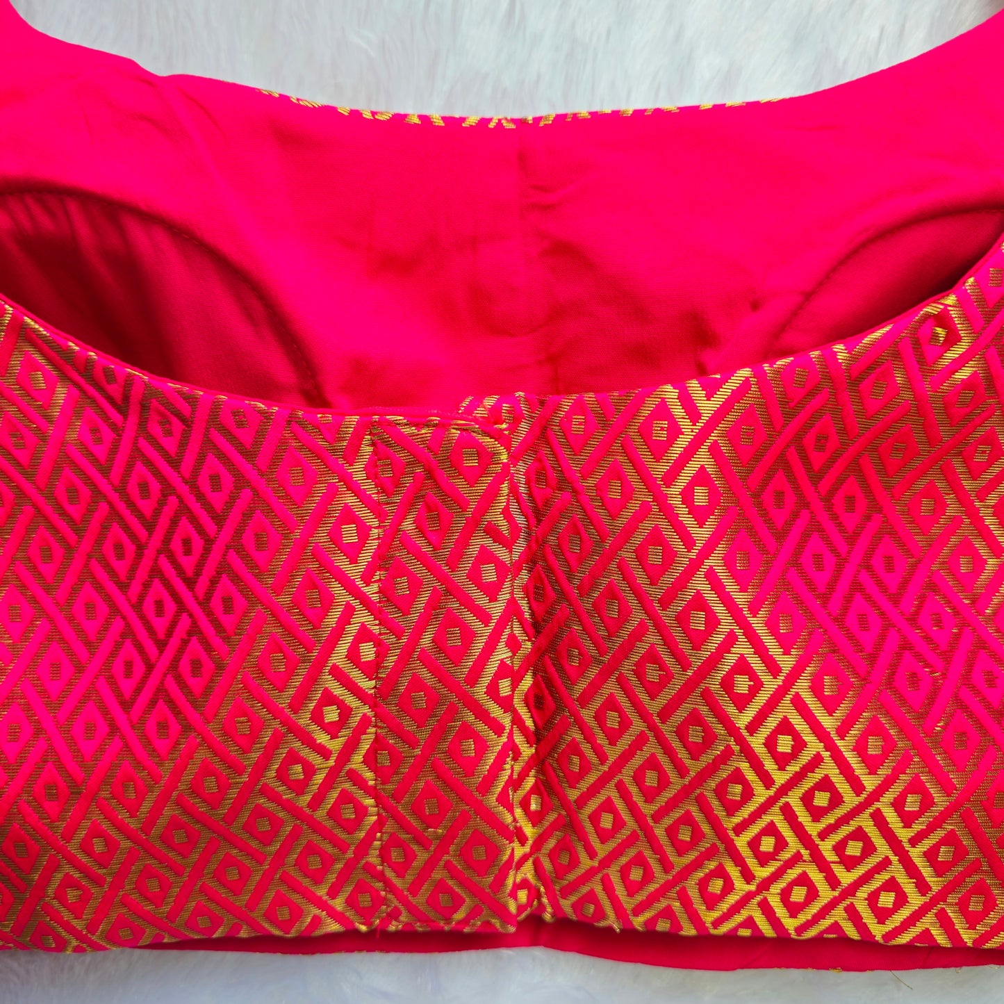 Hot Pink Gold Zari Bollywood style Brocade Blouse
