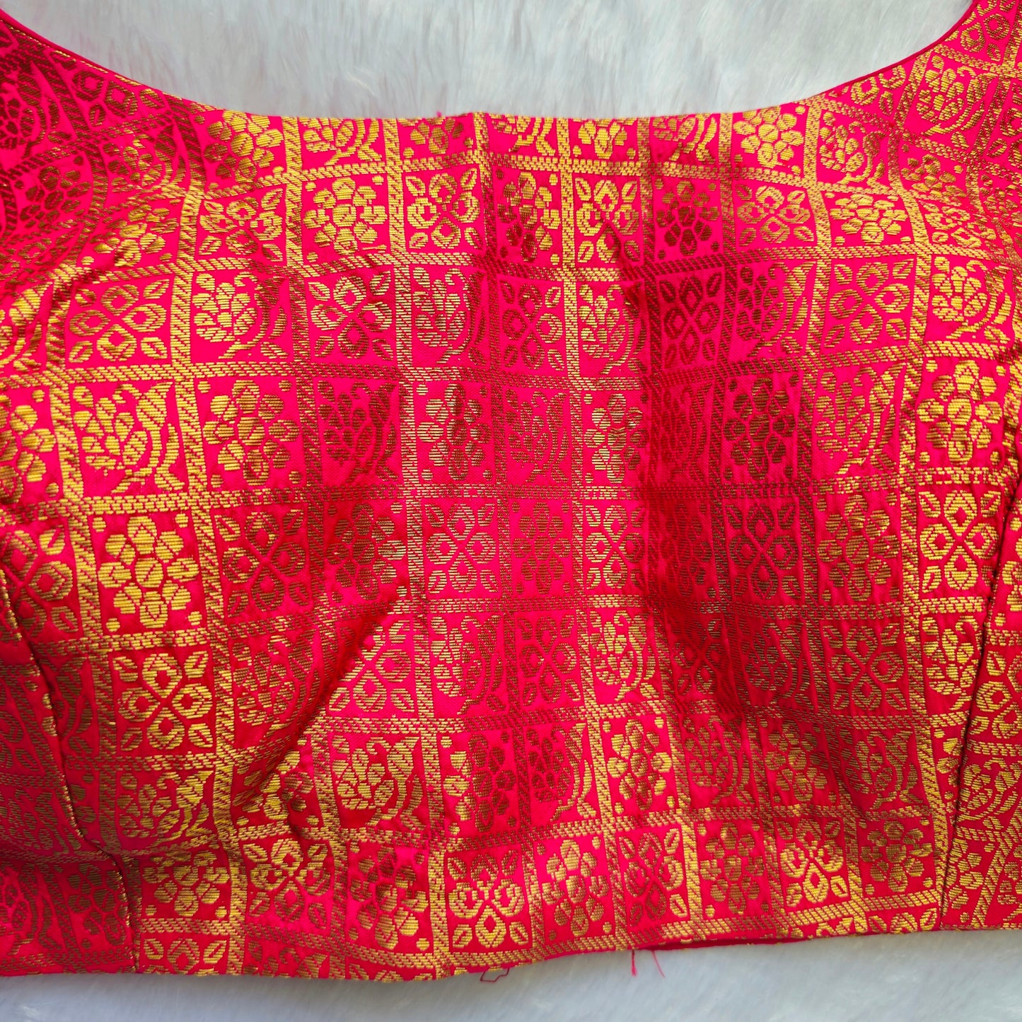 Pink with Gold Zari Bollywood style Brocade Blouse