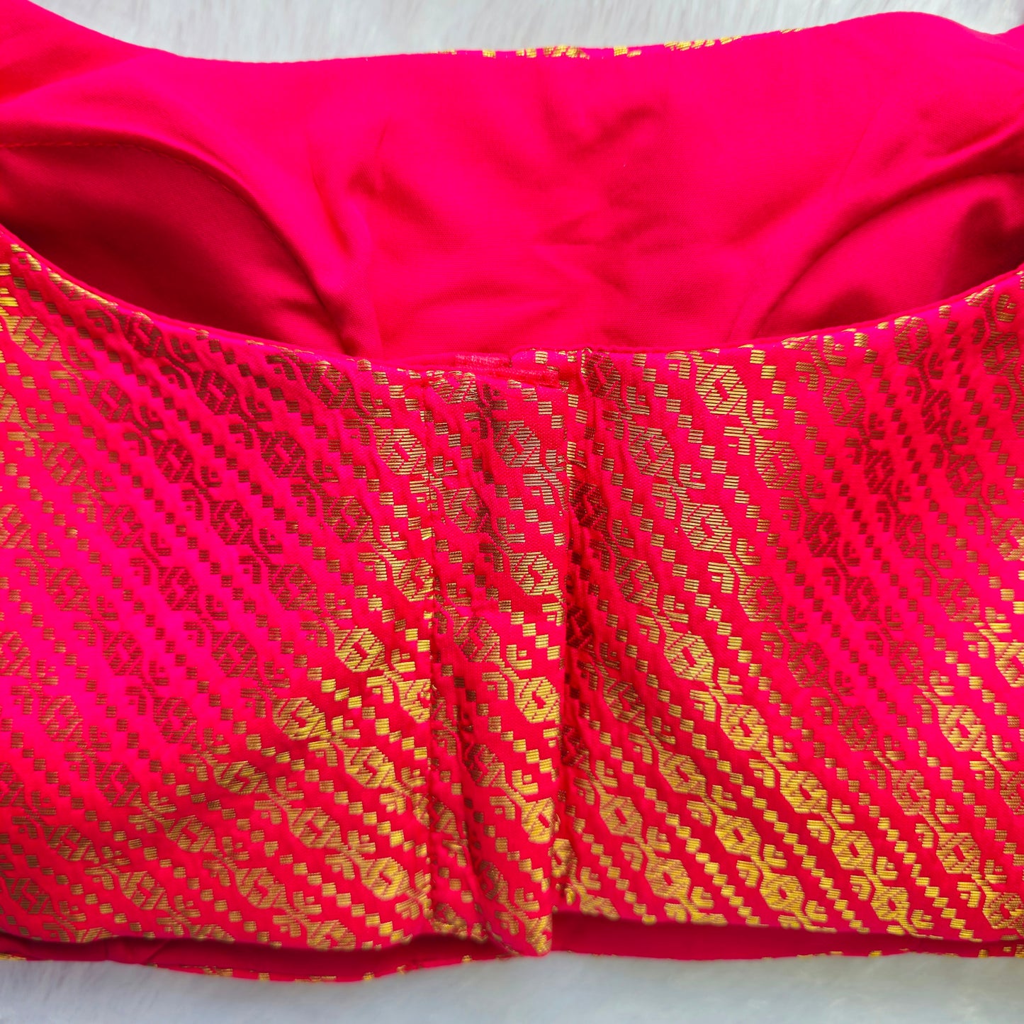 Bright Pink with Gold Zari Bollywood style Brocade Blouse