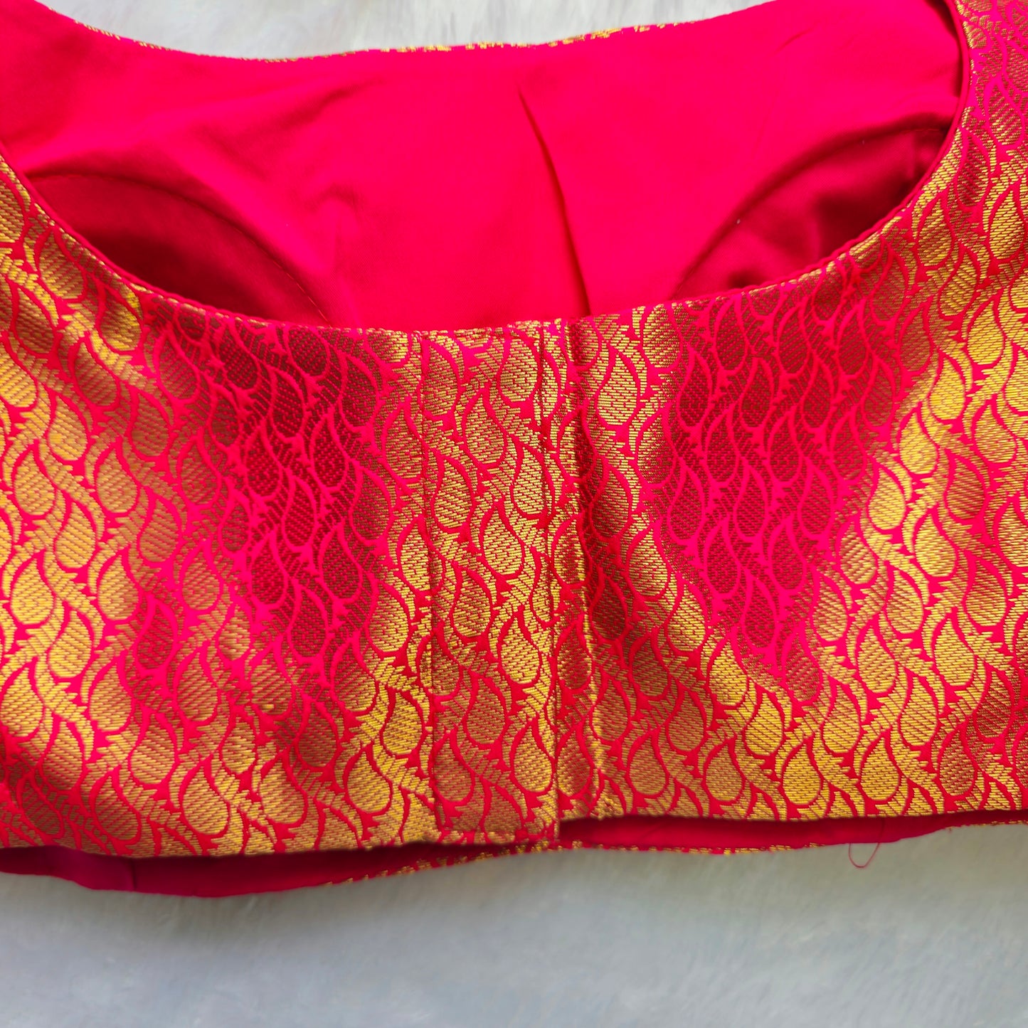 Rani Pink with Gold Zari Bollywood style Brocade Blouse