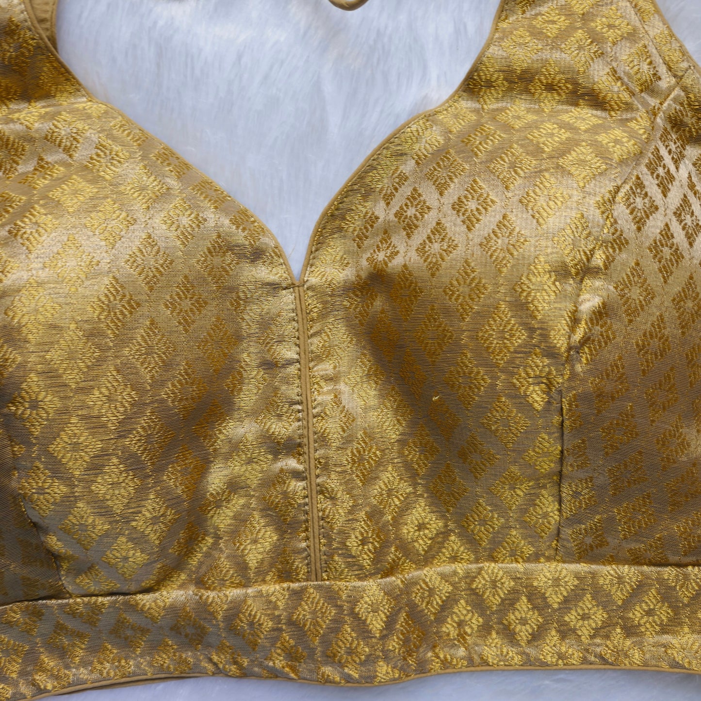 Beige Tissue Sleeveless Blouse(Attachable Sleeves)