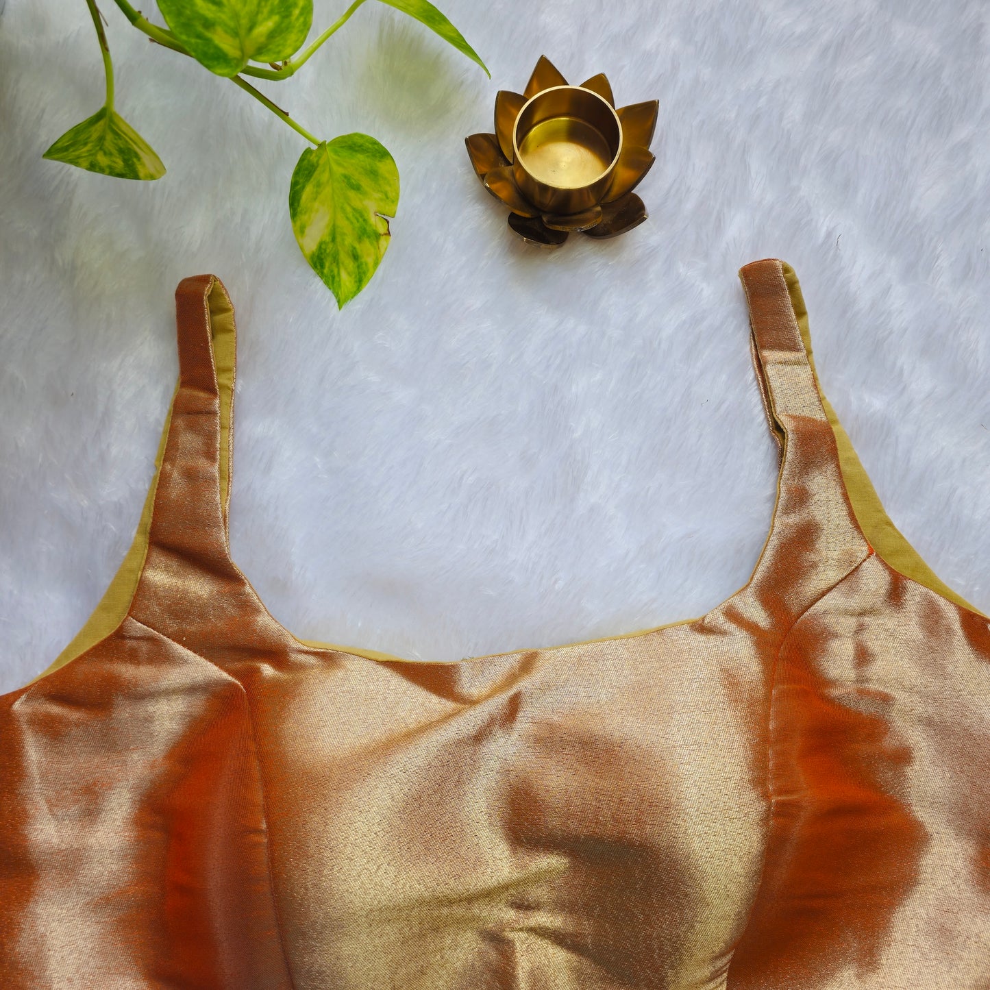 Orangish Gold Phantom Silk  Bollywood style Blouse