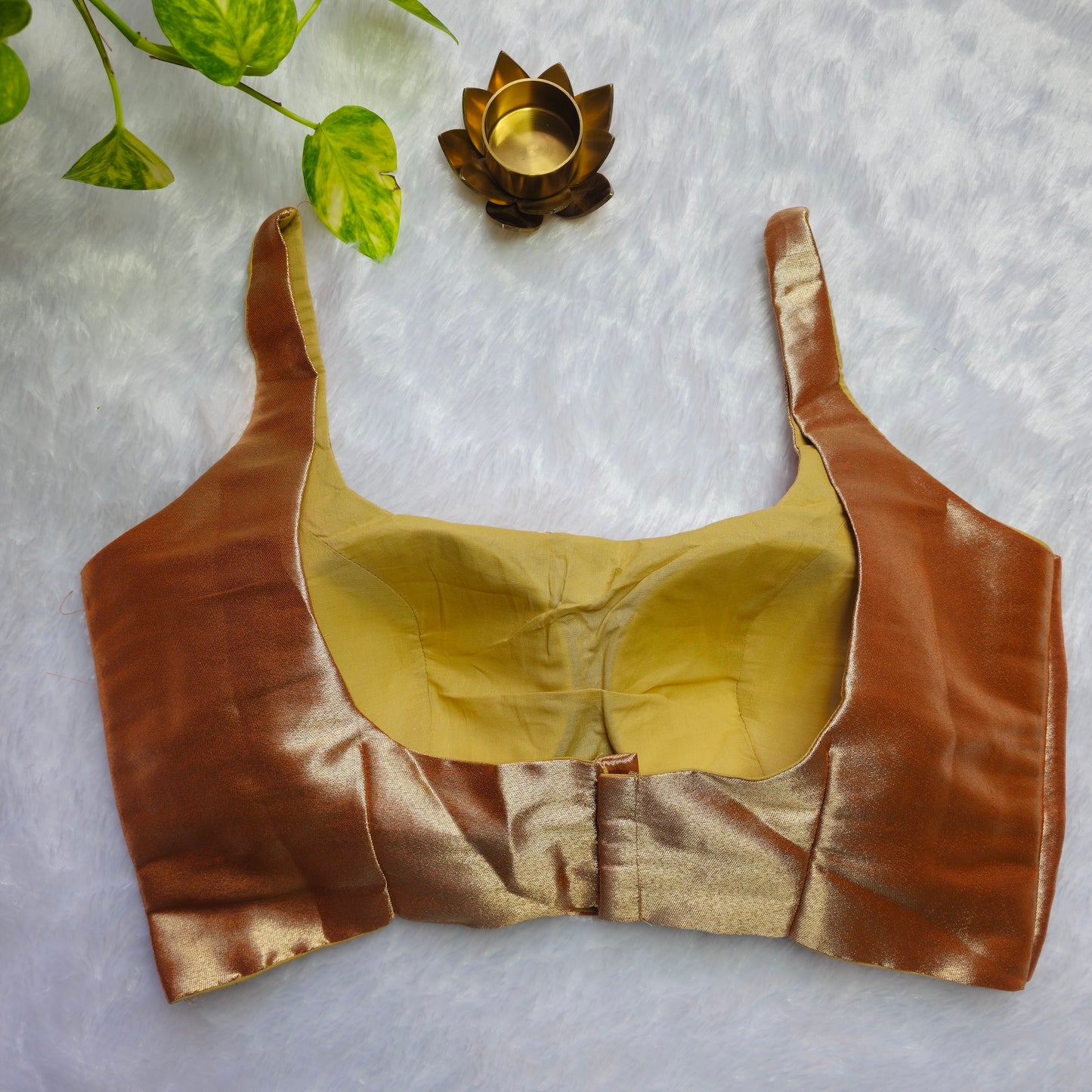 Orangish Gold Phantom Silk  Bollywood style Blouse