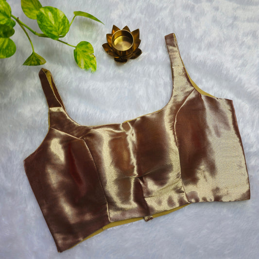 Maroonish Gold Phantom Silk Bollywood style Blouse