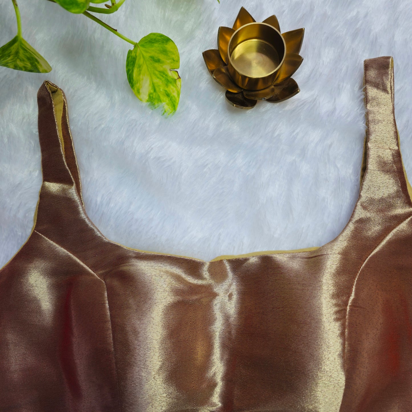 Maroonish Gold Phantom Silk Bollywood style Blouse