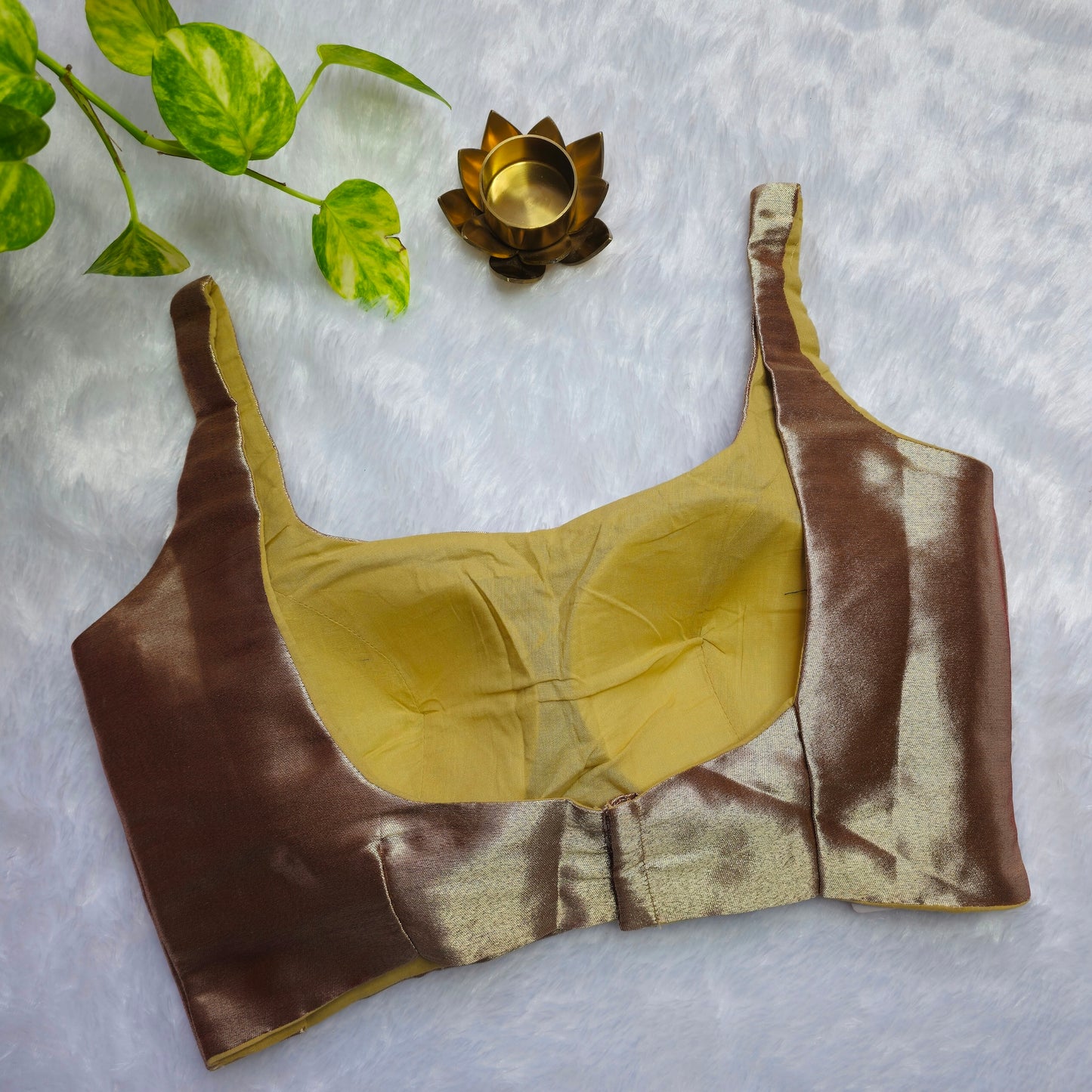 Maroonish Gold Phantom Silk Bollywood style Blouse
