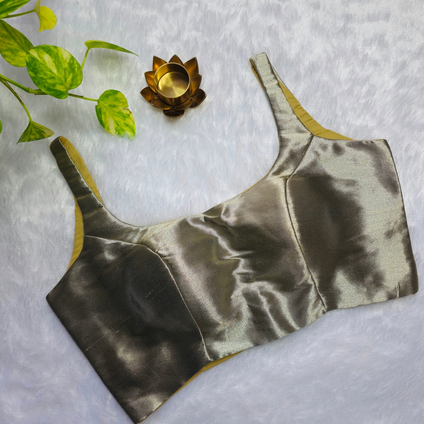 Silverish Gold Phantom Silk Bollywood style Blouse