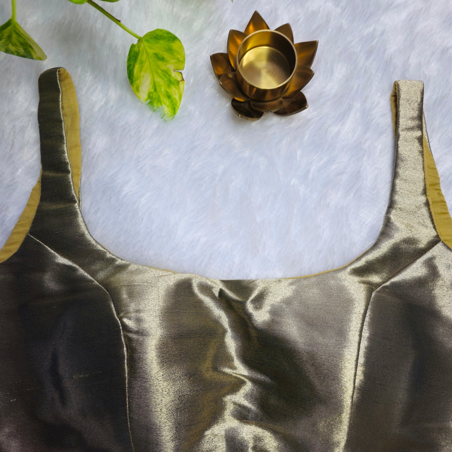 Silverish Gold Phantom Silk Bollywood style Blouse