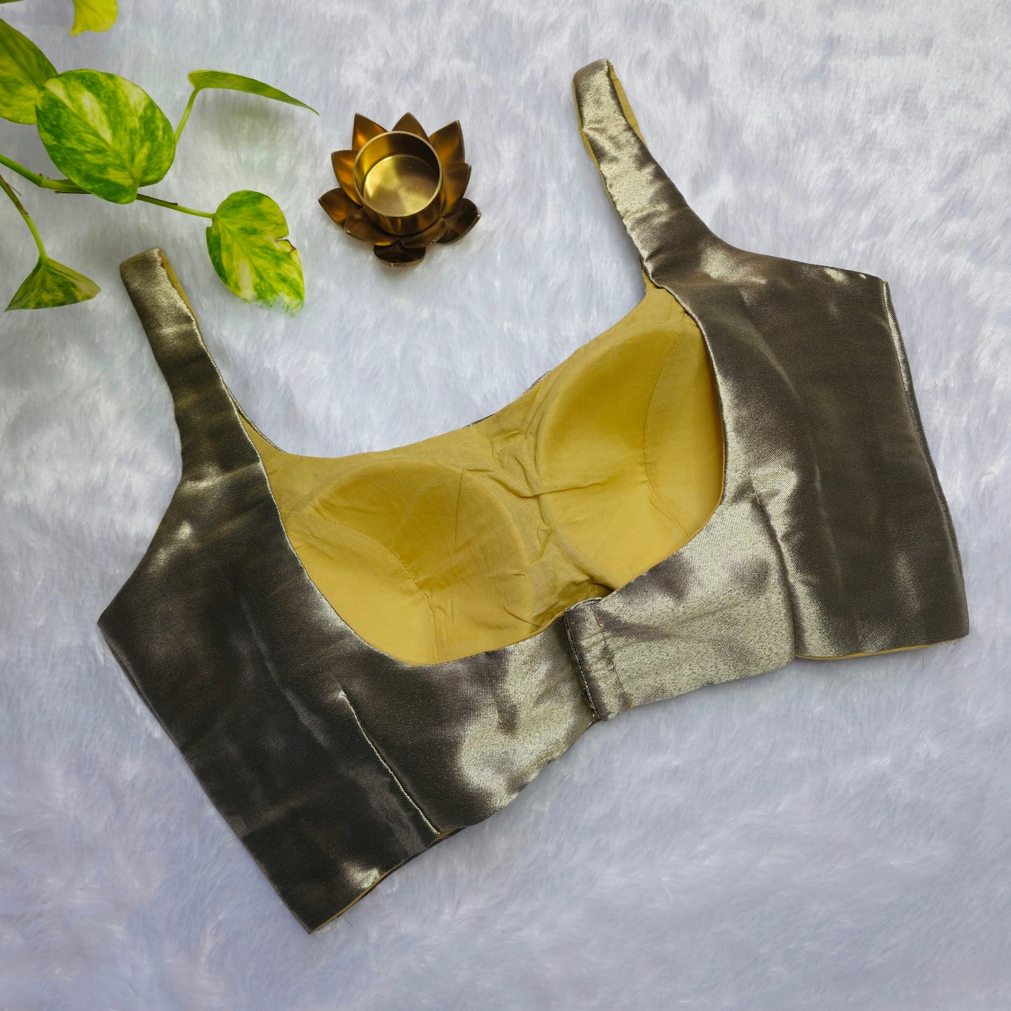 Silverish Gold Phantom Silk Bollywood style Blouse
