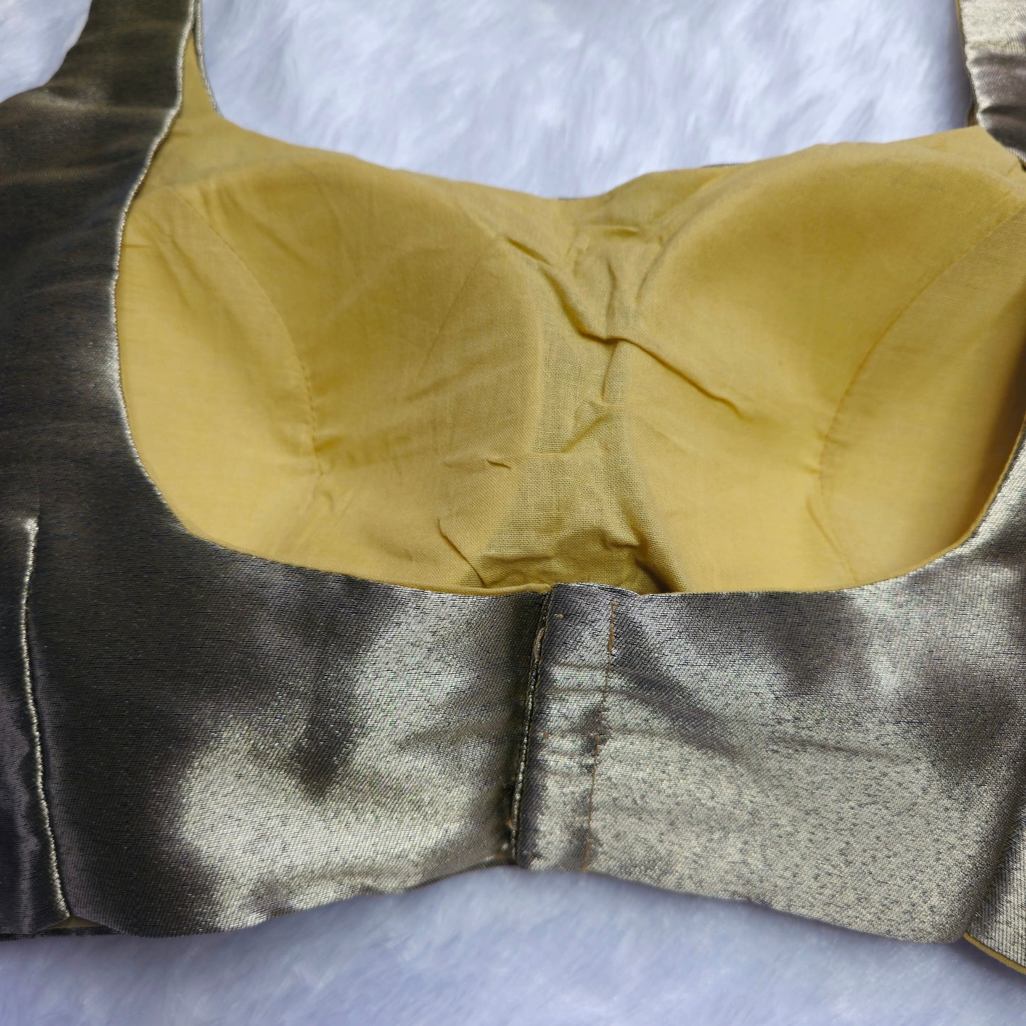 Silverish Gold Phantom Silk Bollywood style Blouse