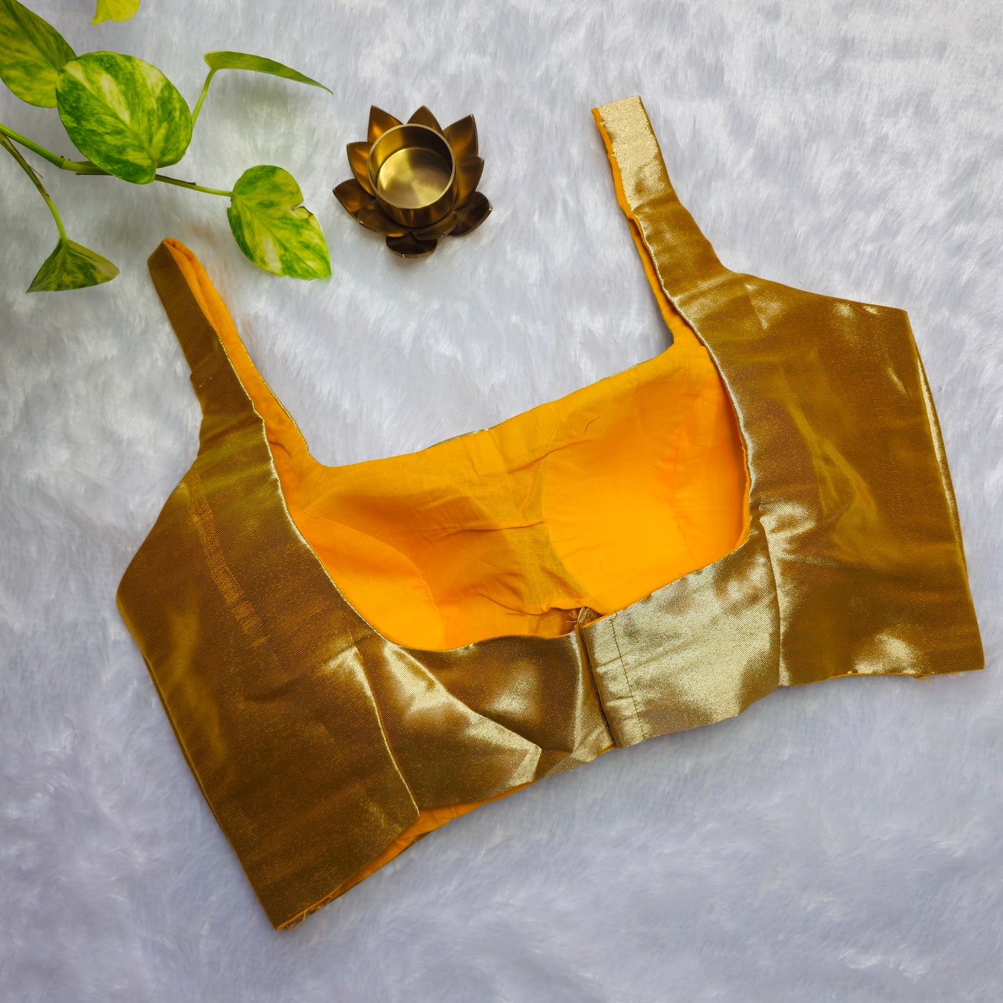 Yellowish Gold Phantom Silk Bollywood style Blouse