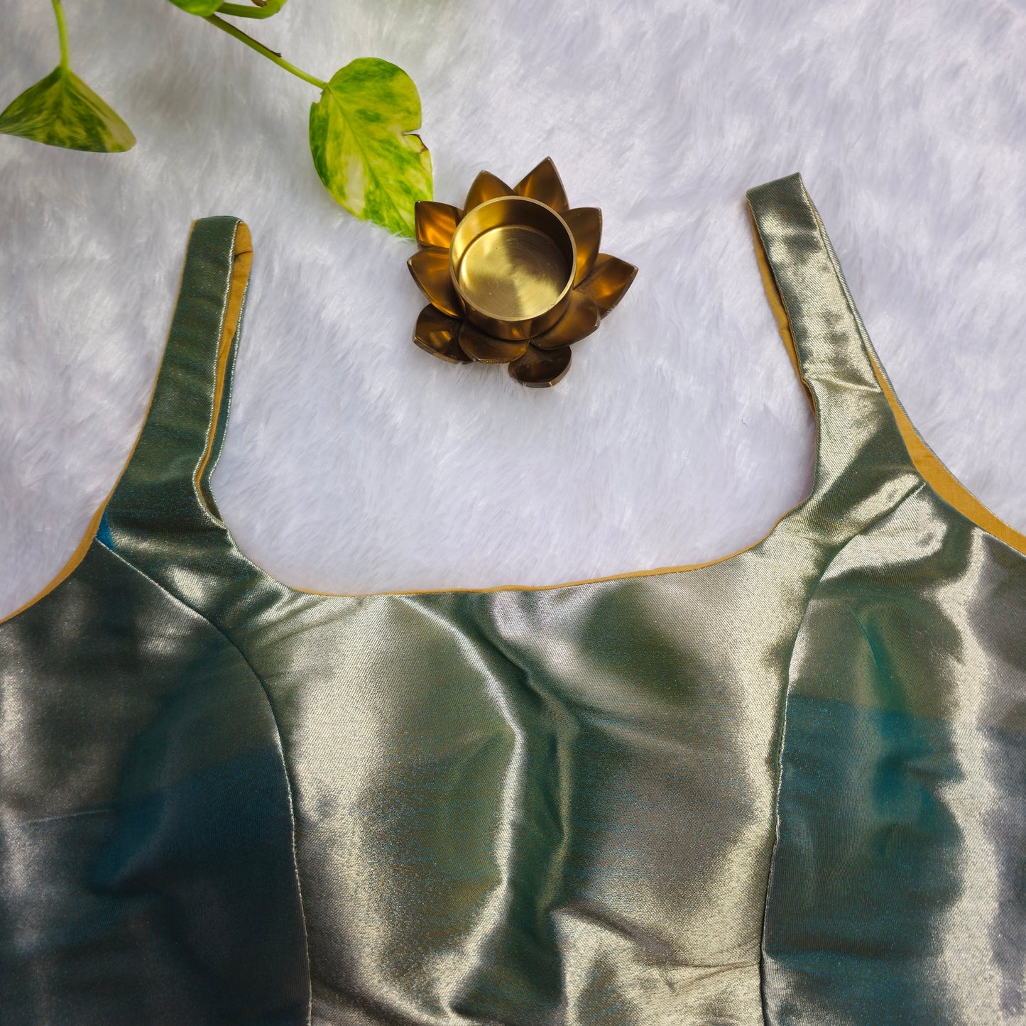Greenish Gold Phantom Silk Bollywood style Blouse