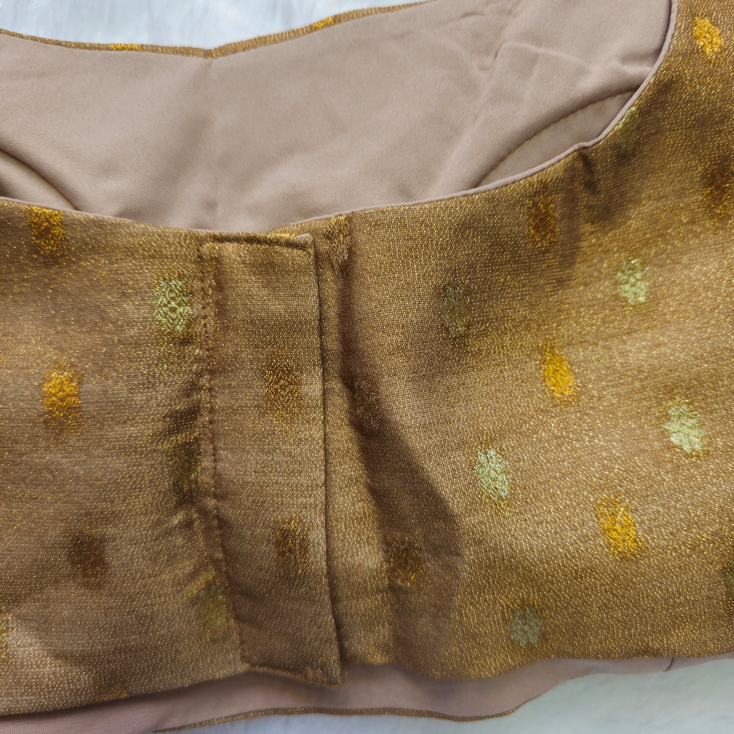 Beige Brocade Bollywood style Sleeveless Butta Blouse