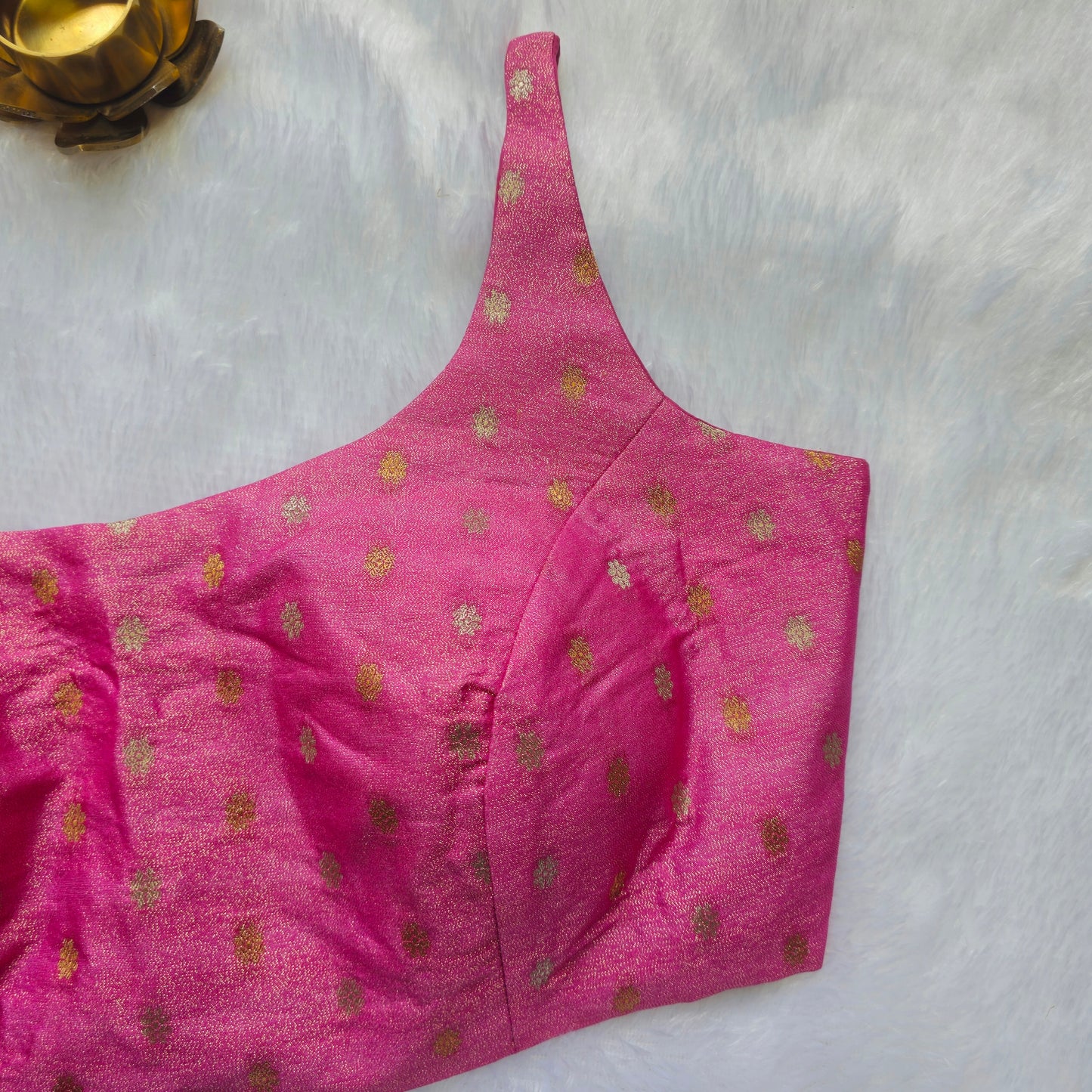 Baby Pink Brocade Bollywood style Sleeveless Butta Blouse