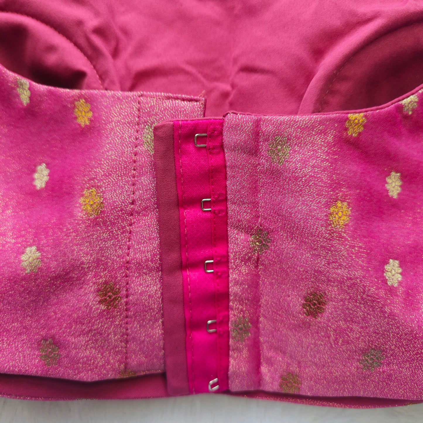 Baby Pink Brocade Bollywood style Sleeveless Butta Blouse