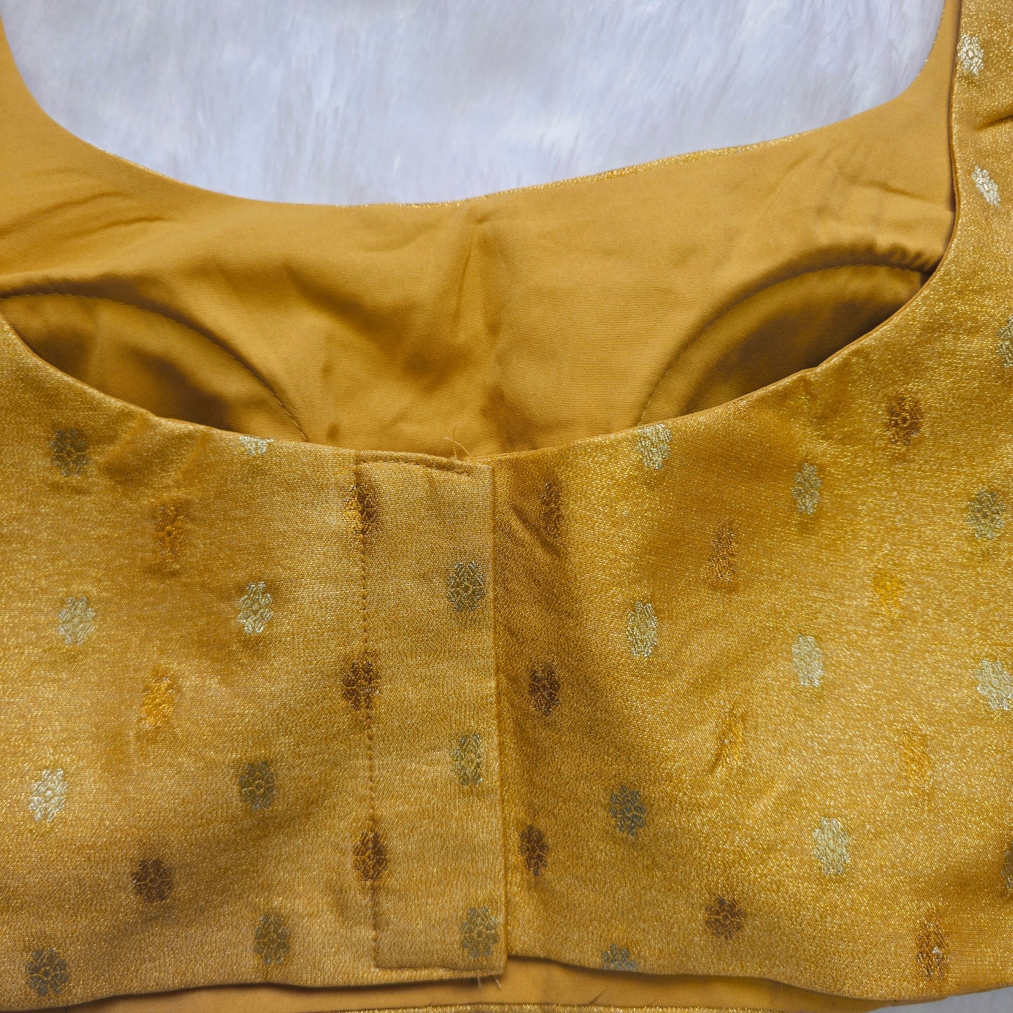 Yellow Brocade Bollywood style Sleeveless Butta Blouse
