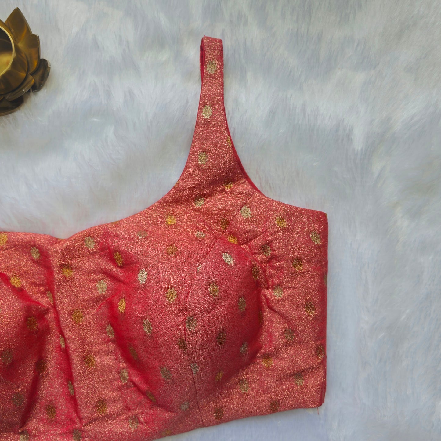 Red Brocade Bollywood style Sleeveless Butta Blouse
