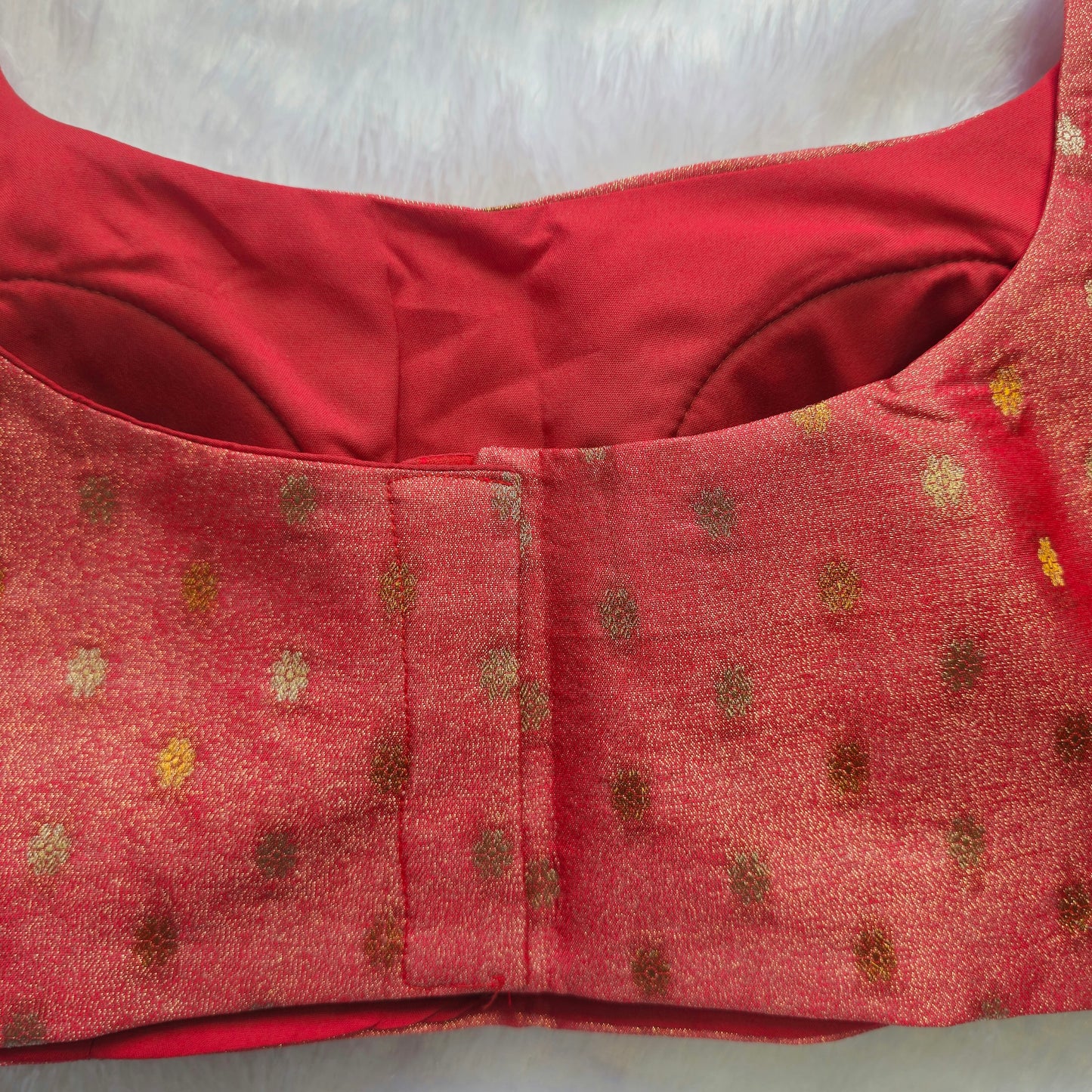 Red Brocade Bollywood style Sleeveless Butta Blouse