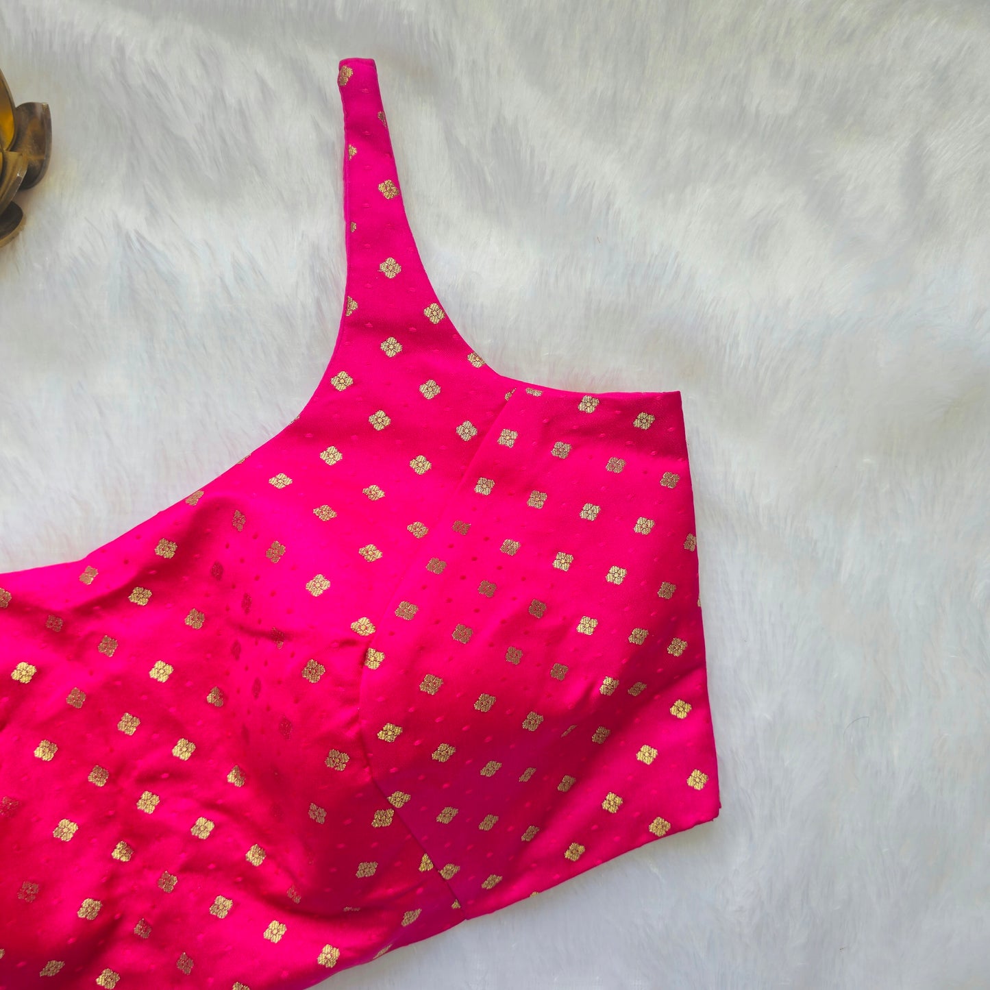 Pink Banarasi Bollywood Style Sleeveless Butta Blouse