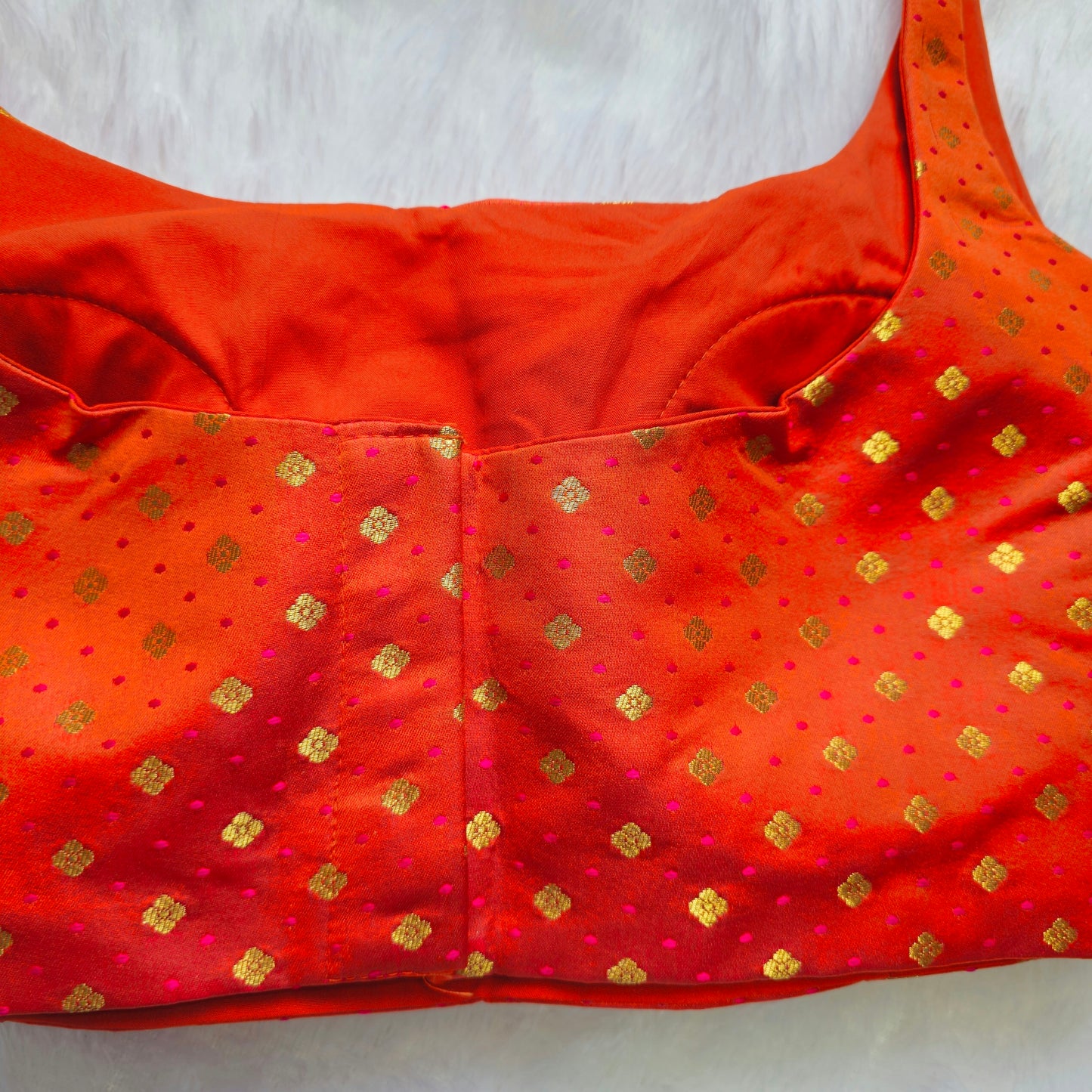 Red Banarasi Bollywood Style Sleeveless Butta Blouse