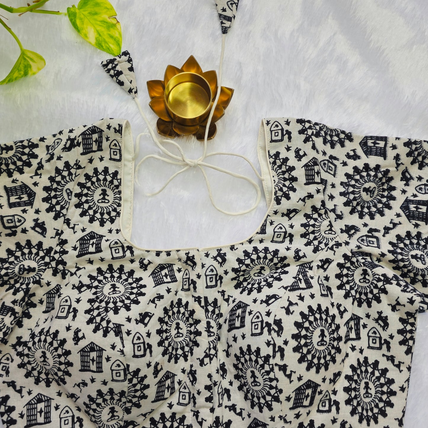 White Warli Art Cotton Blouse