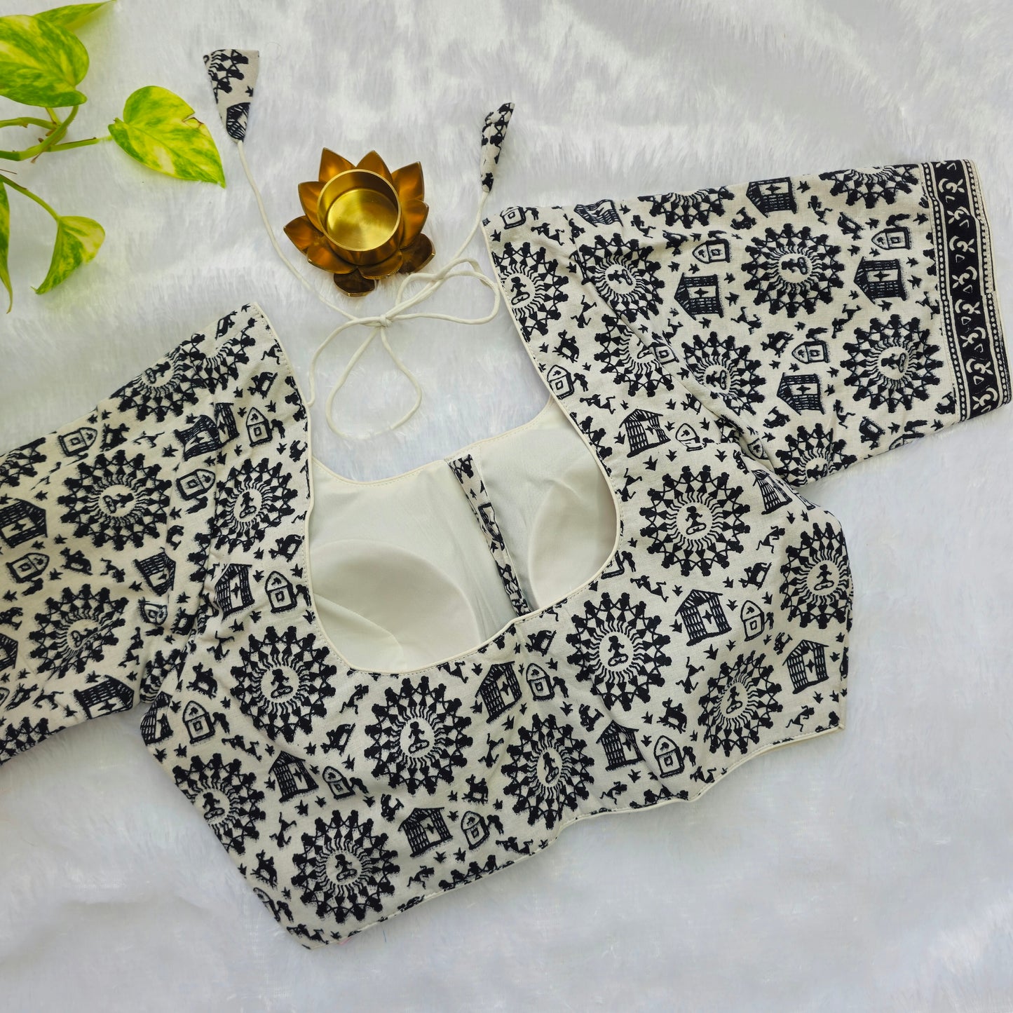 White Warli Art Cotton Blouse