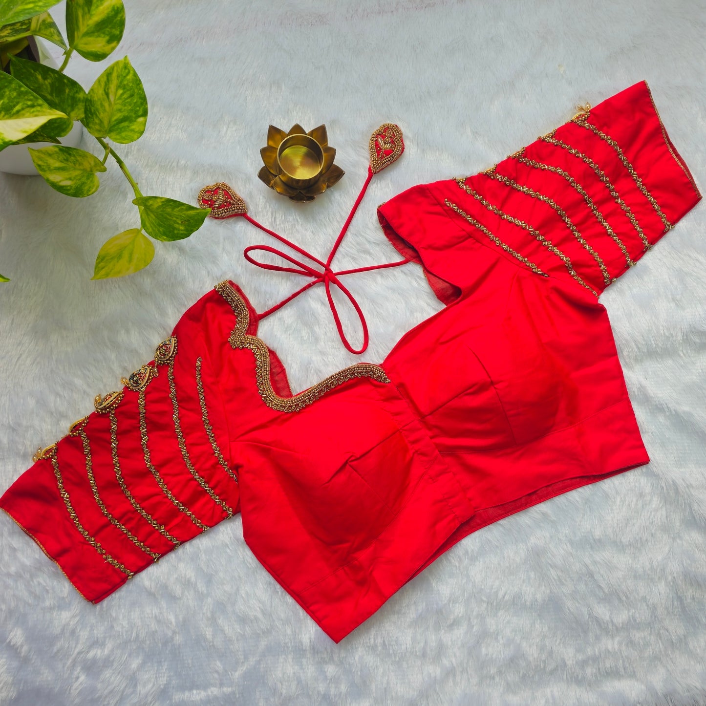 Bridal Red Jewellery handwork blouse