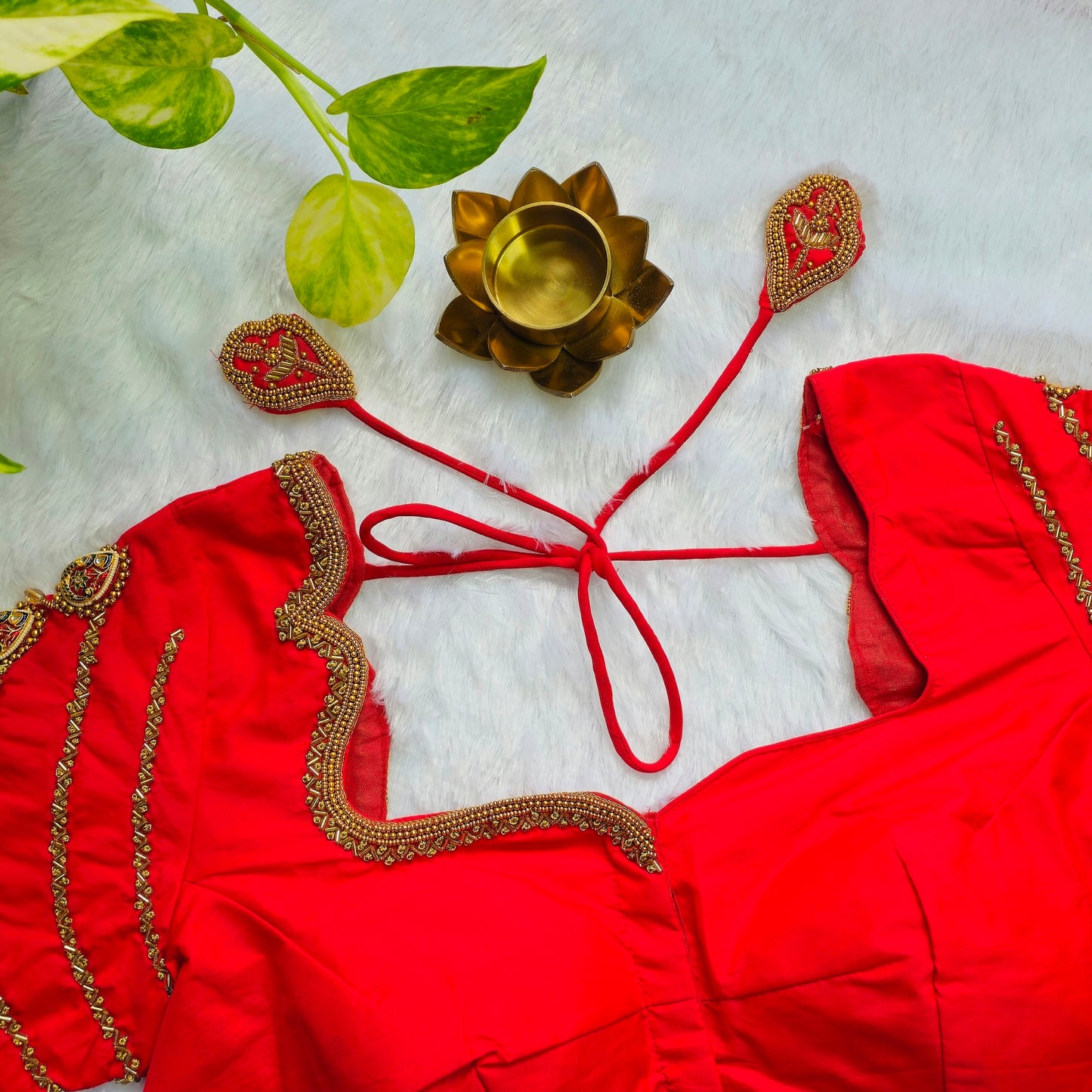 Bridal Red Jewellery handwork blouse