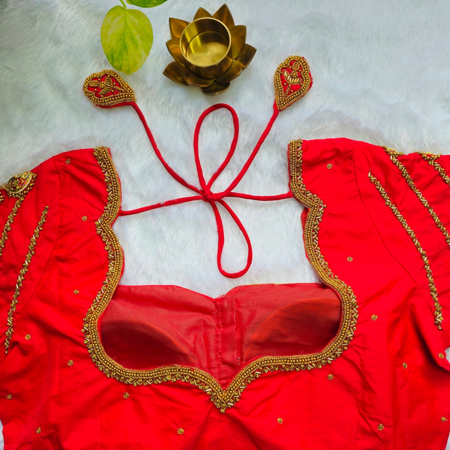 Bridal Red Jewellery handwork blouse
