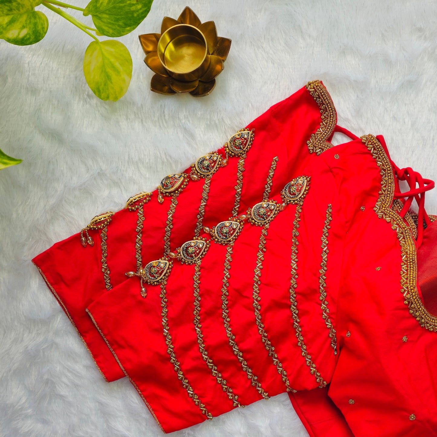 Bridal Red Jewellery handwork blouse