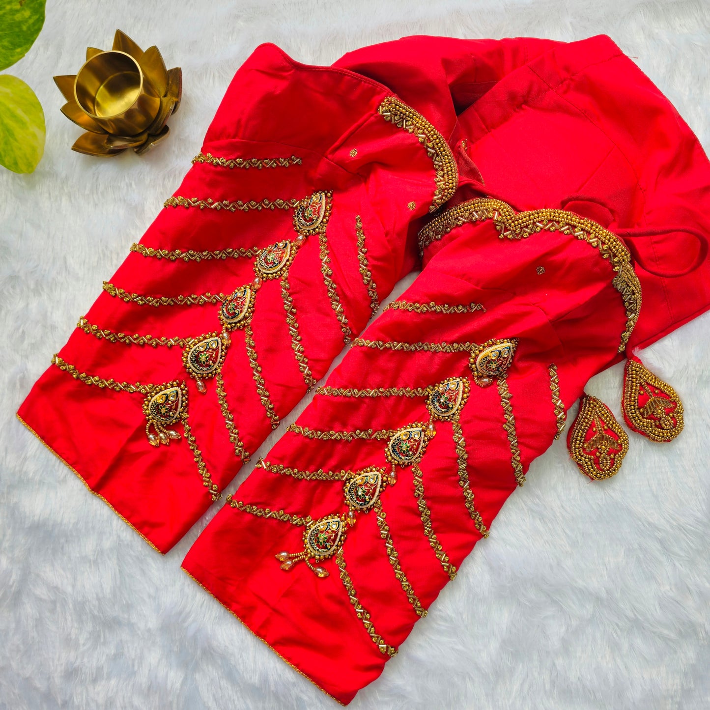 Bridal Red Jewellery handwork blouse