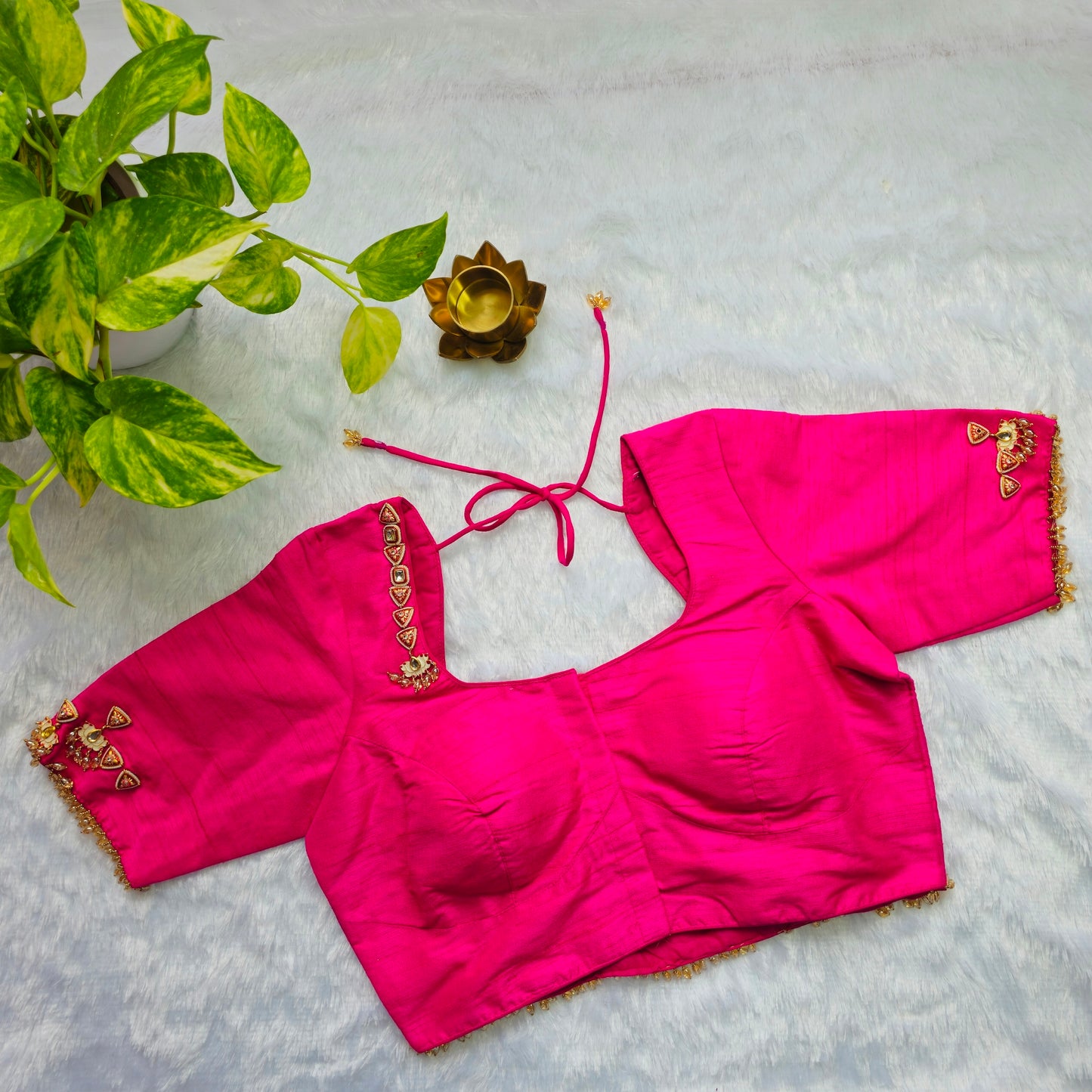 Bridal Pink Jewellery handwork blouse