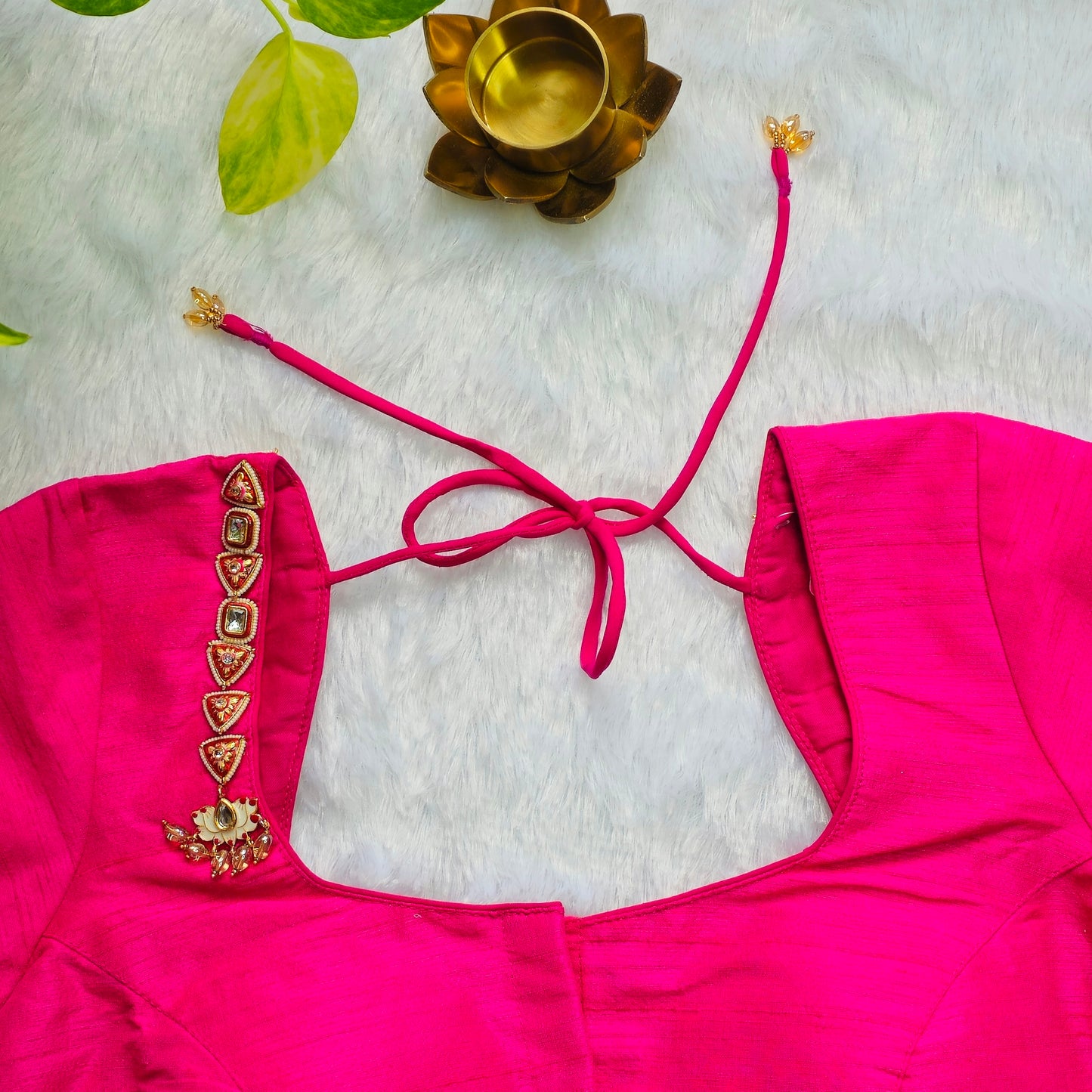 Bridal Pink Jewellery handwork blouse