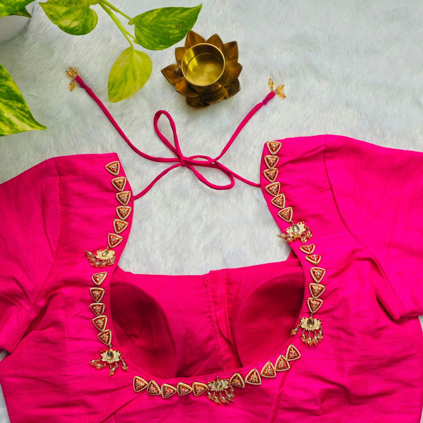 Bridal Pink Jewellery handwork blouse