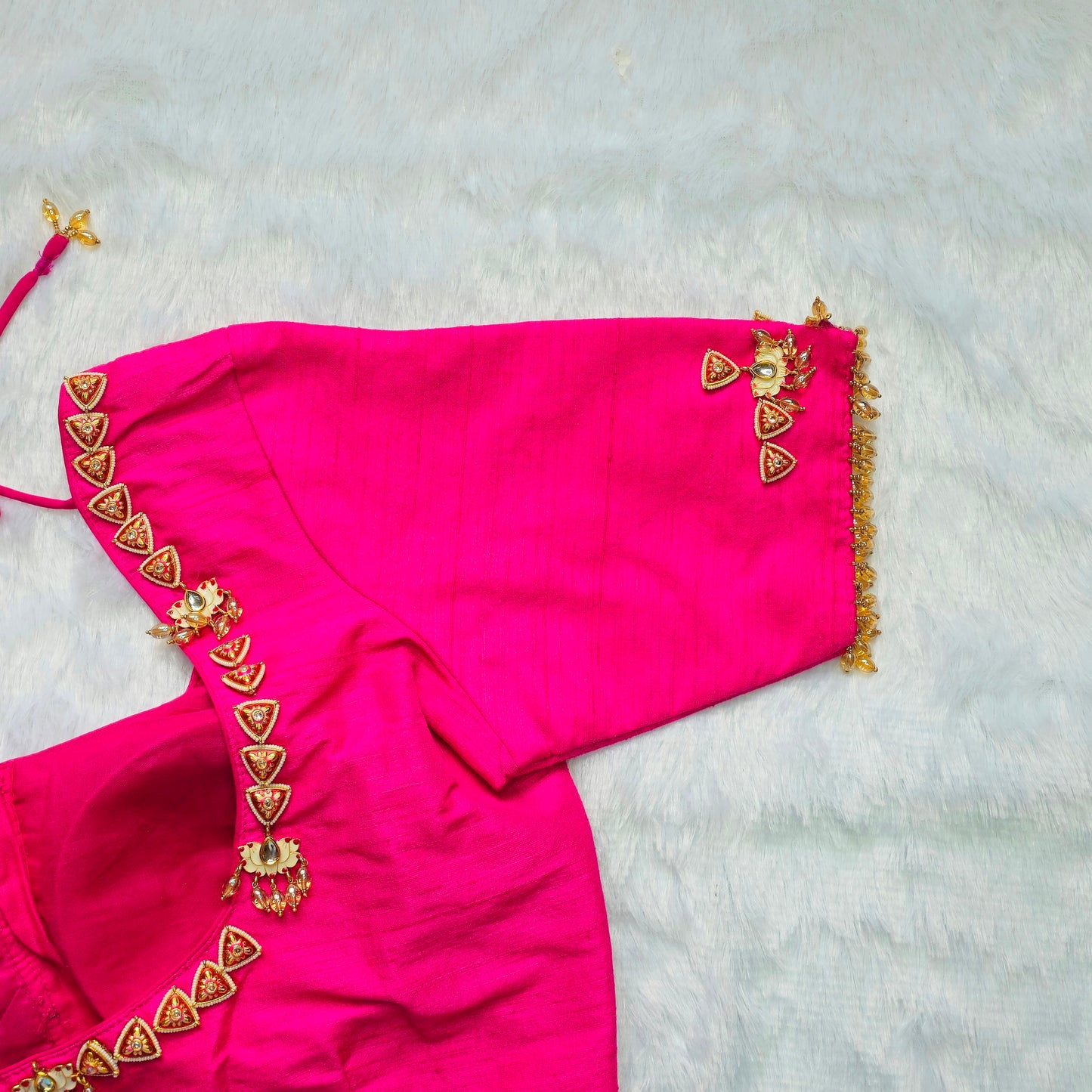 Bridal Pink Jewellery handwork blouse