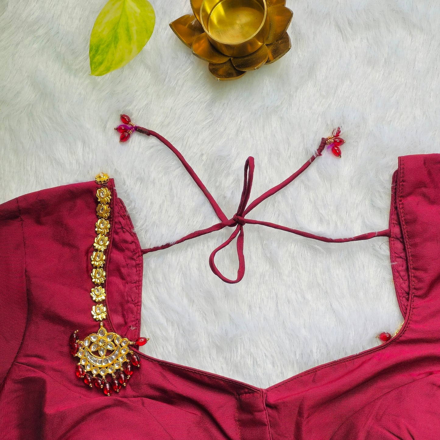 Bridal Maroon Jewellery handwork blouse
