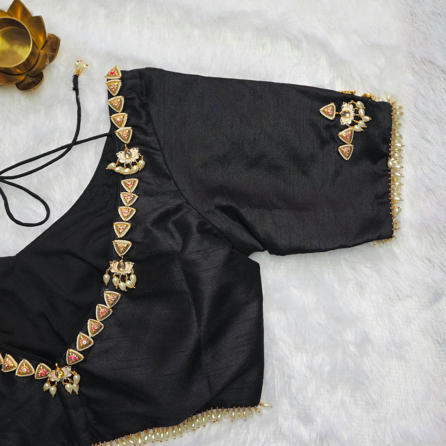 Black Raw silk Jewellery blouse