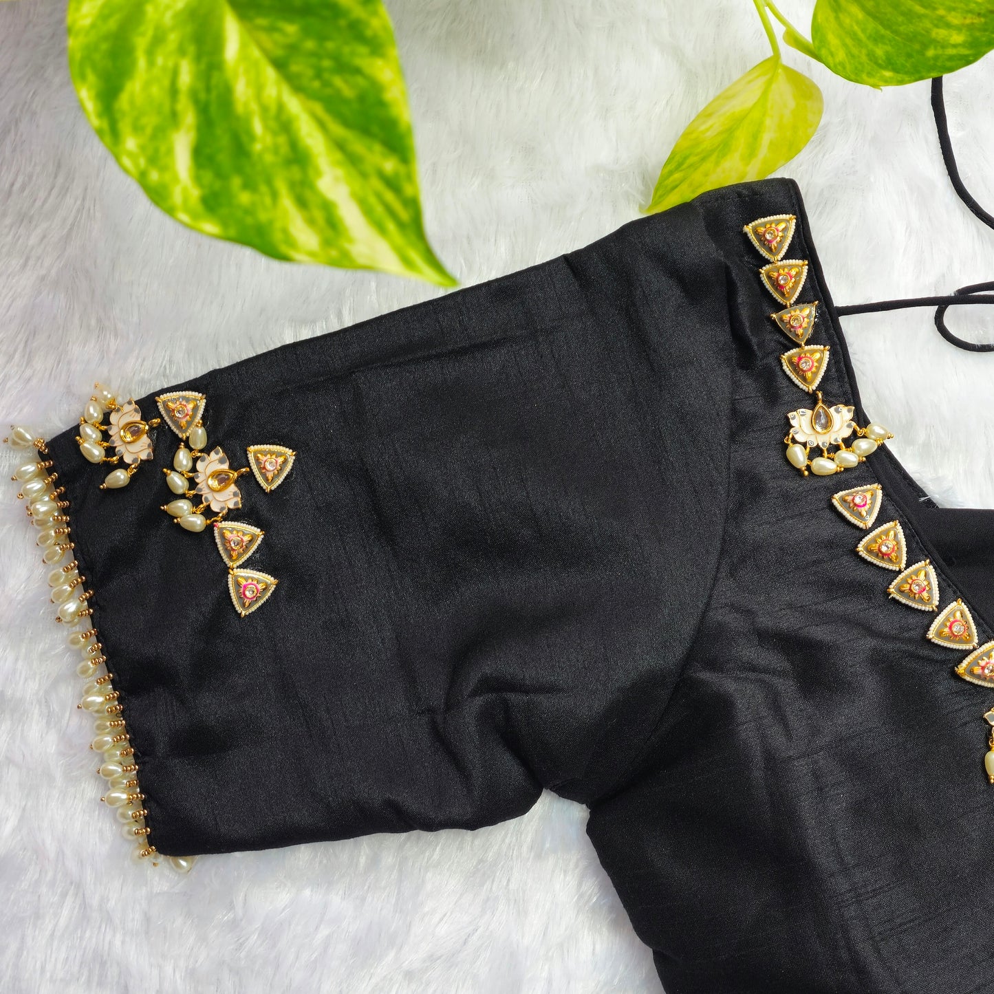 Black Raw silk Jewellery blouse