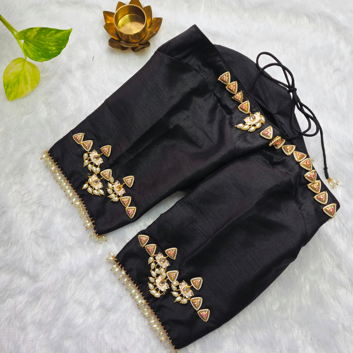 Black Raw silk Jewellery blouse