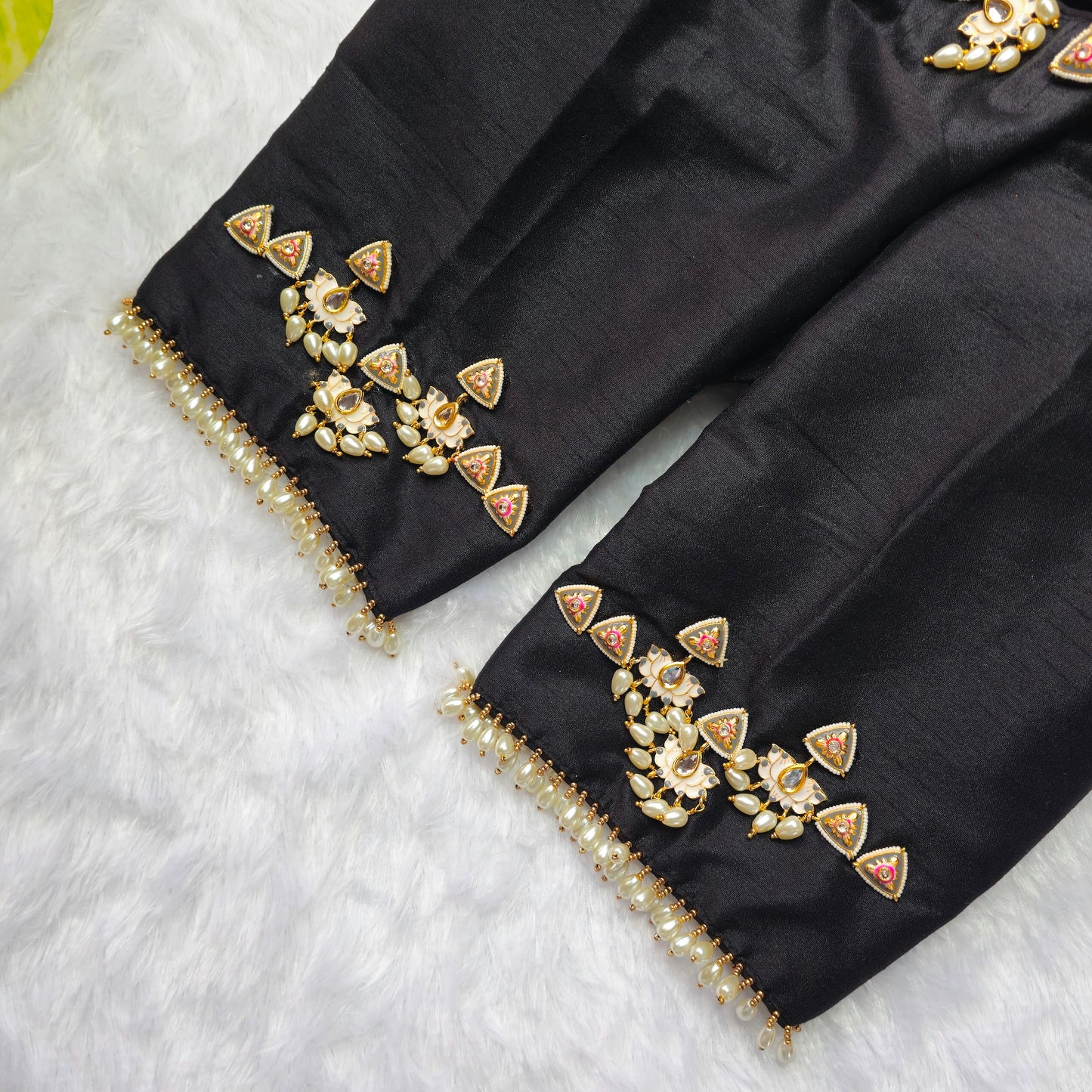 Black Raw silk Jewellery blouse