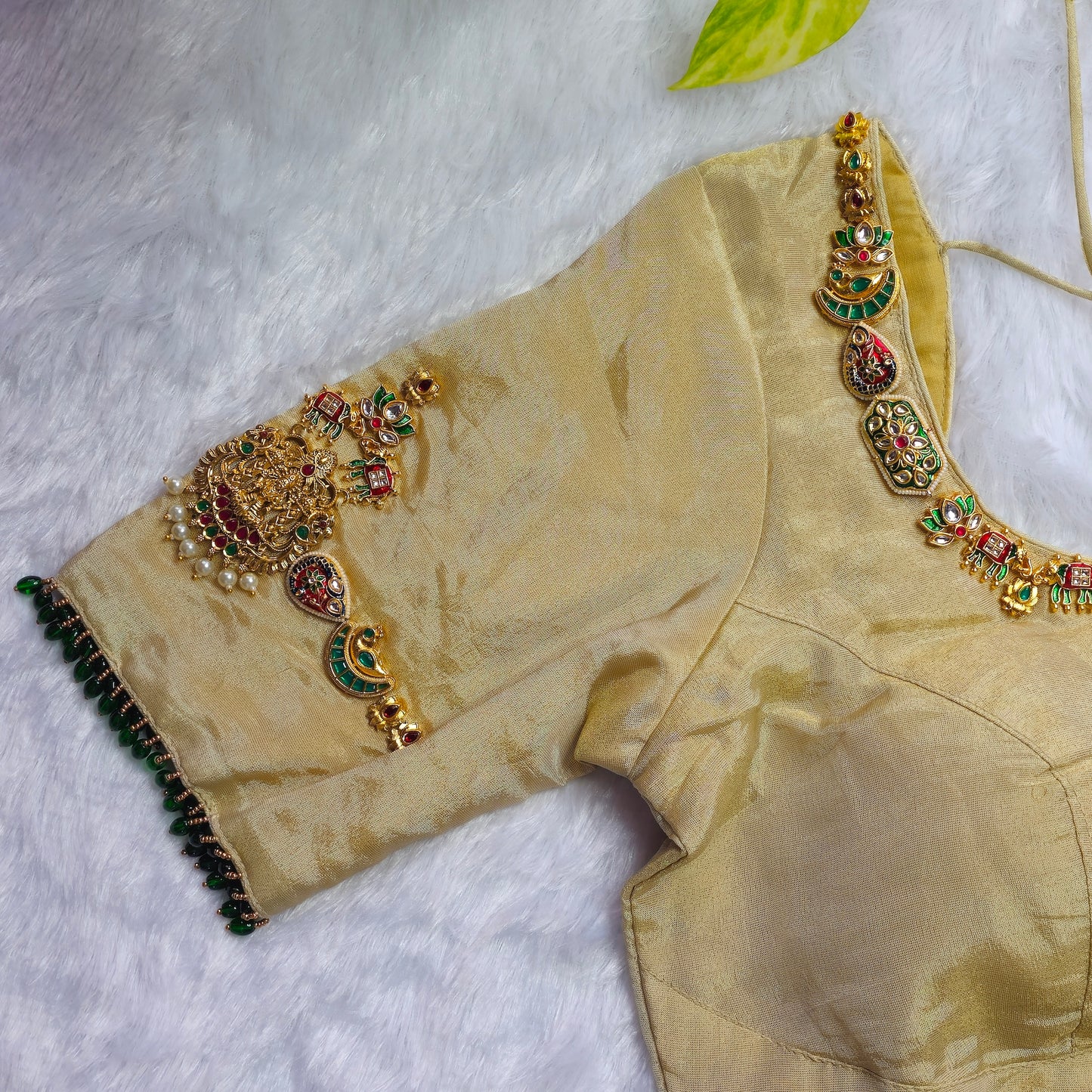 Cream Tissue silk Lakshmi Jewellery blouse