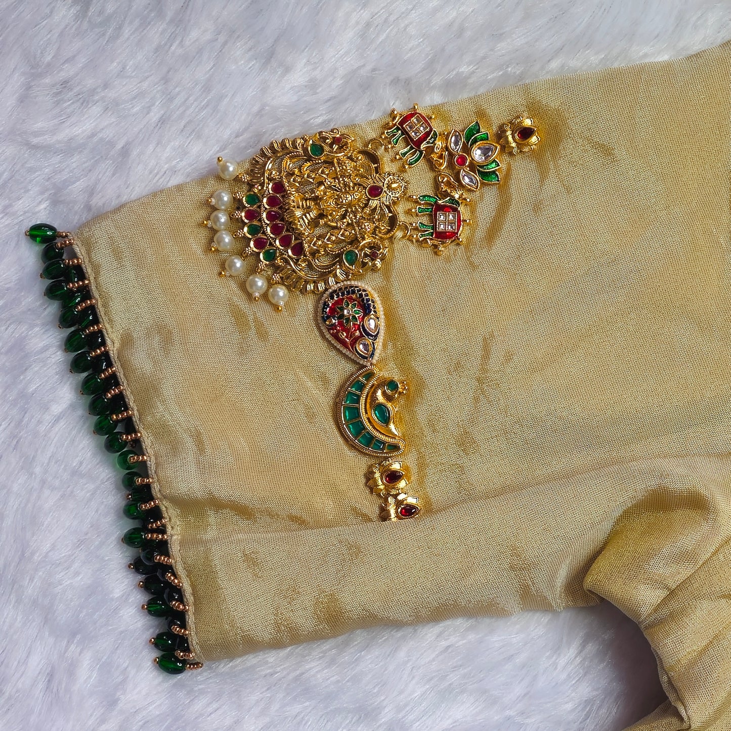 Cream Tissue silk Lakshmi Jewellery blouse
