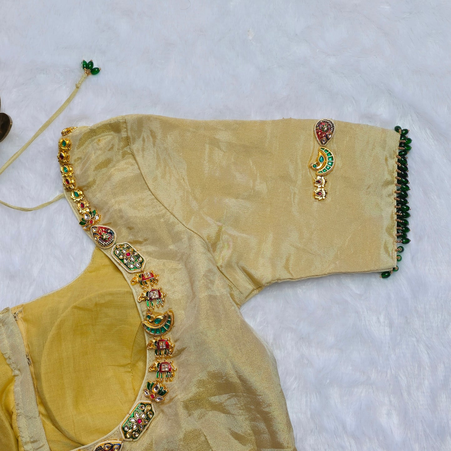 Cream Tissue silk Lakshmi Jewellery blouse
