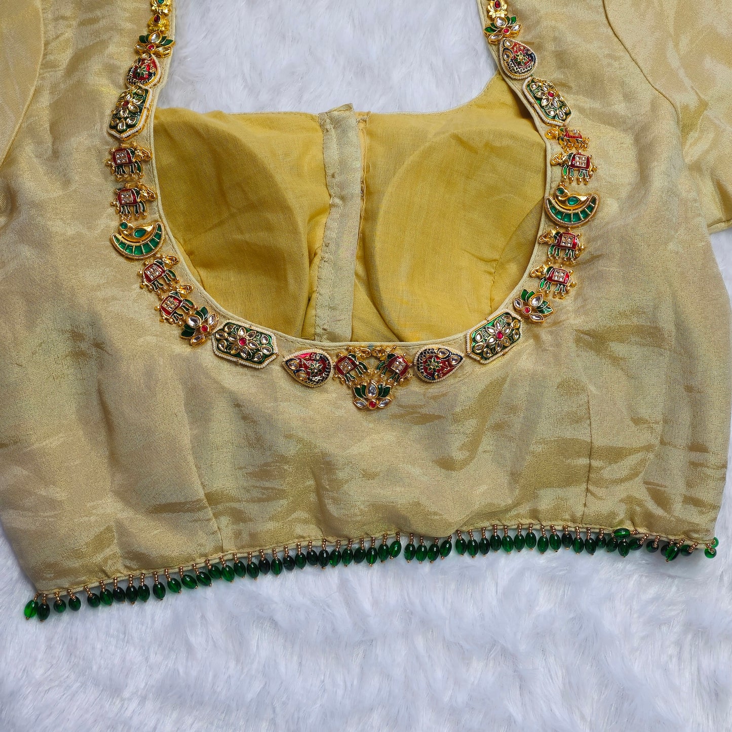 Cream Tissue silk Lakshmi Jewellery blouse