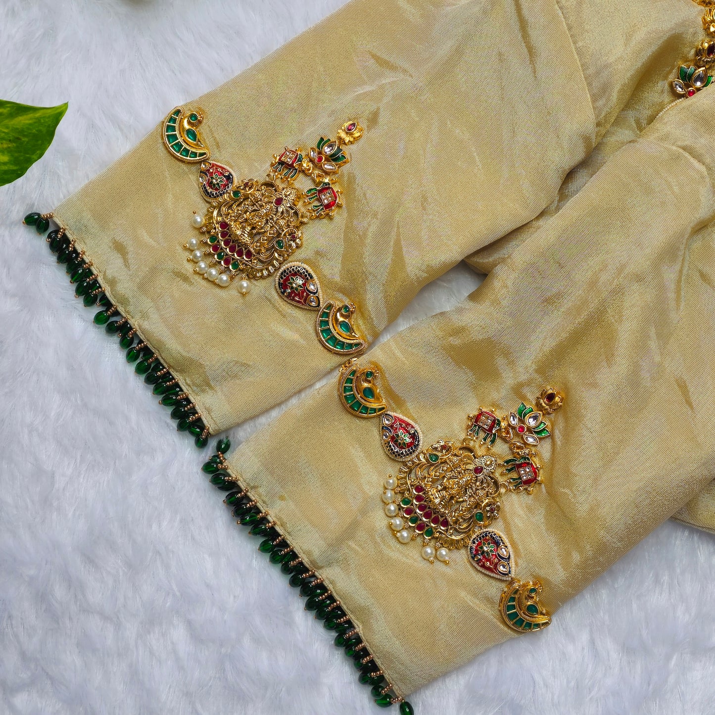 Cream Tissue silk Lakshmi Jewellery blouse