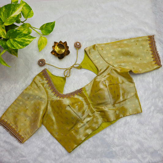 Yellow Tissue Handwork Blouse