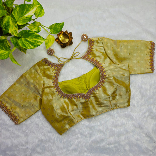 Yellow Tissue Handwork Blouse