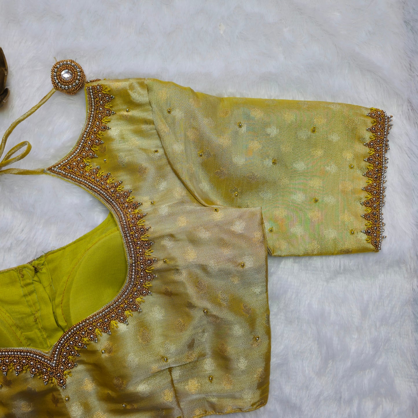 Yellow Tissue Handwork Blouse