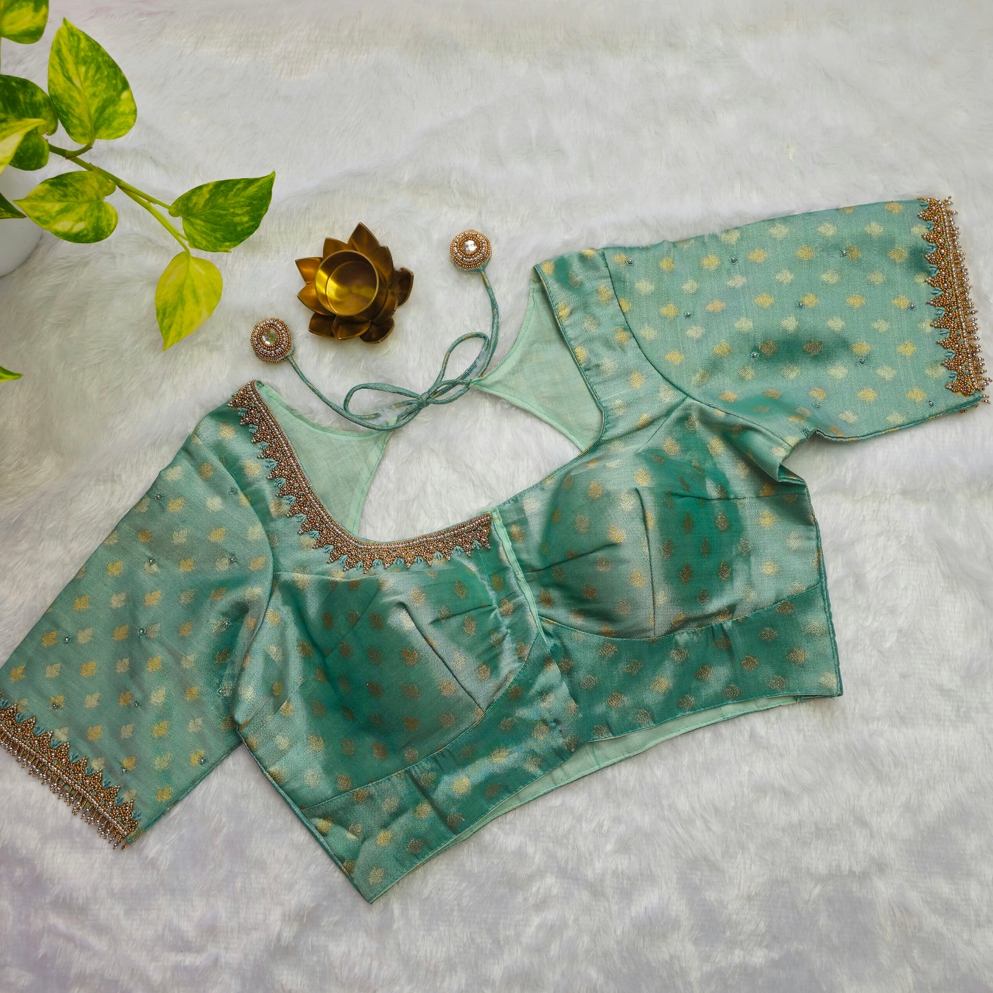 Blue Tissue Handwork Blouse